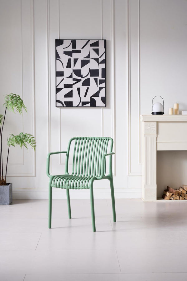 Silla Terra con Brazos, Color Verde Olivo, Con espaldar