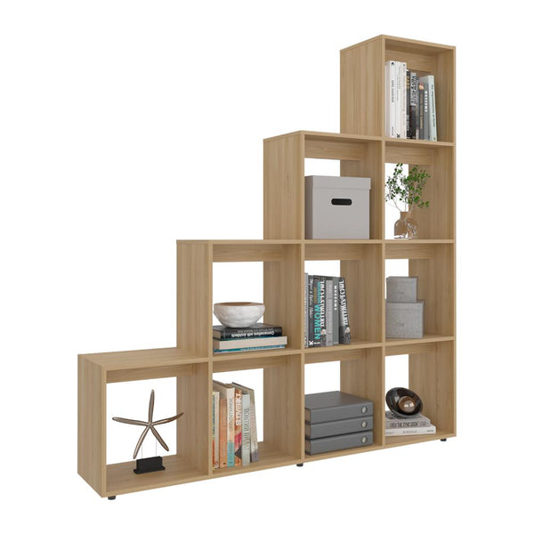 Biblioteca Escalera Ascher, Fresno Europeo, con Variedad de Espacios Para Libros y Artículos Decorativos