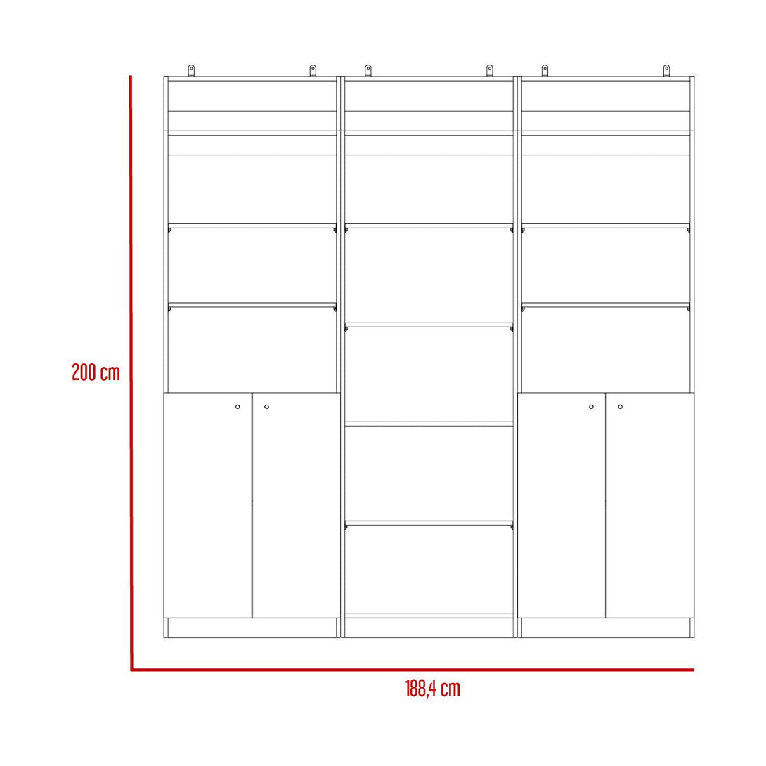 Combo de Bibliotecas Macadamia, Blanco Incluye Tres Bibliotecas y Tres Complementos - VIRTUAL MUEBLES