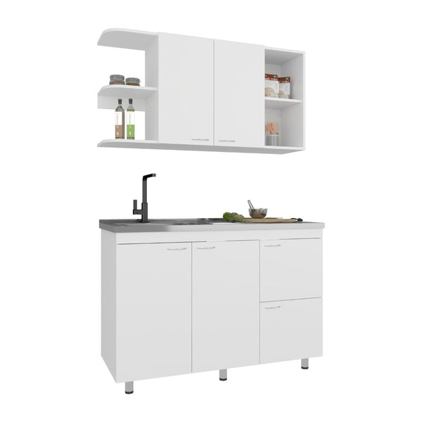 Cocina Integral Giotto 120, Kronos Blanco, Incluye Mesón Izquierdo ZF