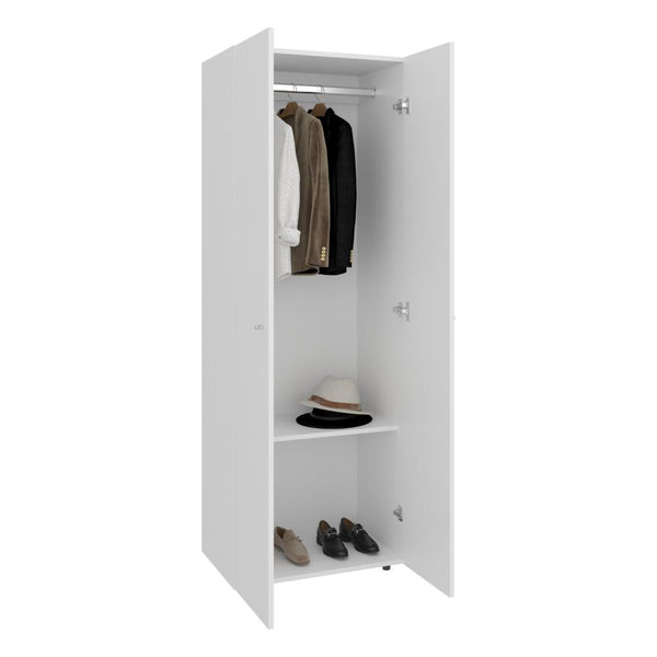 Closet Beico, Blanco Duqueza, con dos Puertas Abatibles y un Tubo cromado