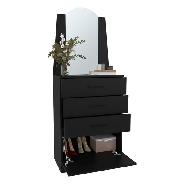 Organizador Praga, Wengue, con tres cajones y una puerta