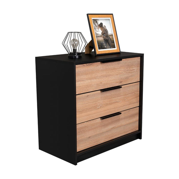 Organizador Wesley, Wengue y Miel, con Tres Cajones Amplios y Manijas Metálicas