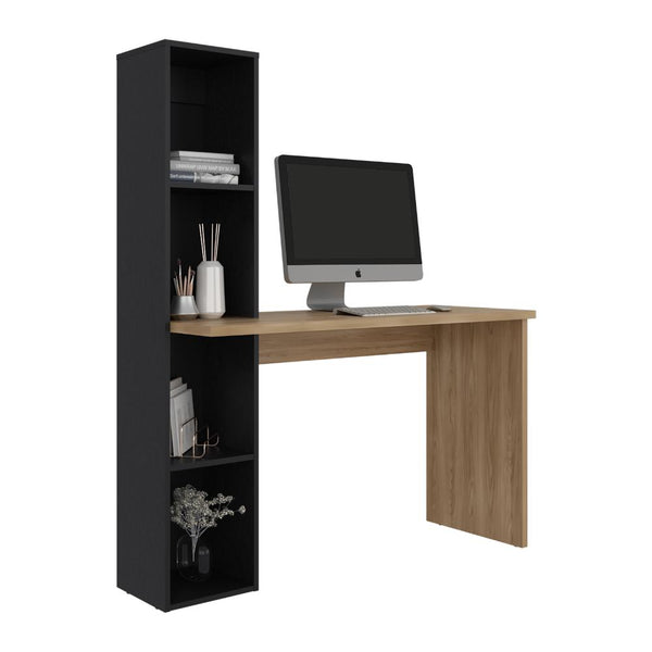 Escritorio Biblioteca Aston, Fresno Europeo y Wengue, con espacio para guardar objetos