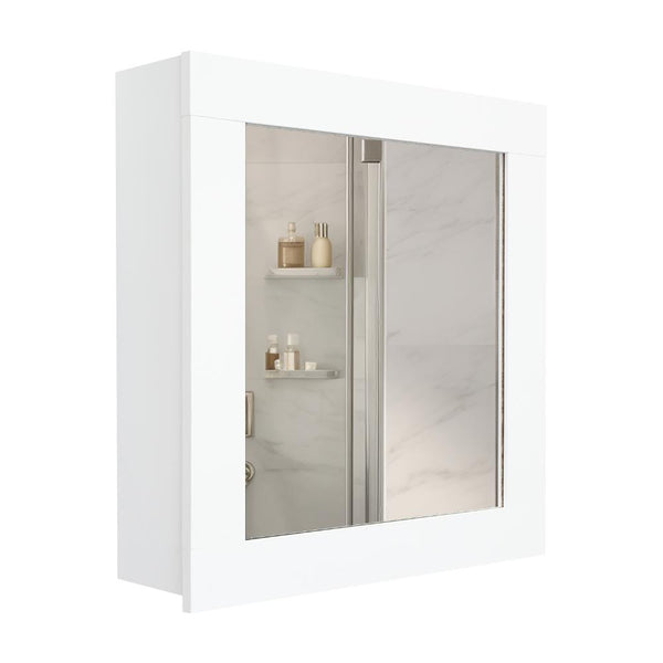 Gabinete de Baño Heston, Blanco, con Espejo y Dos Entrepaños