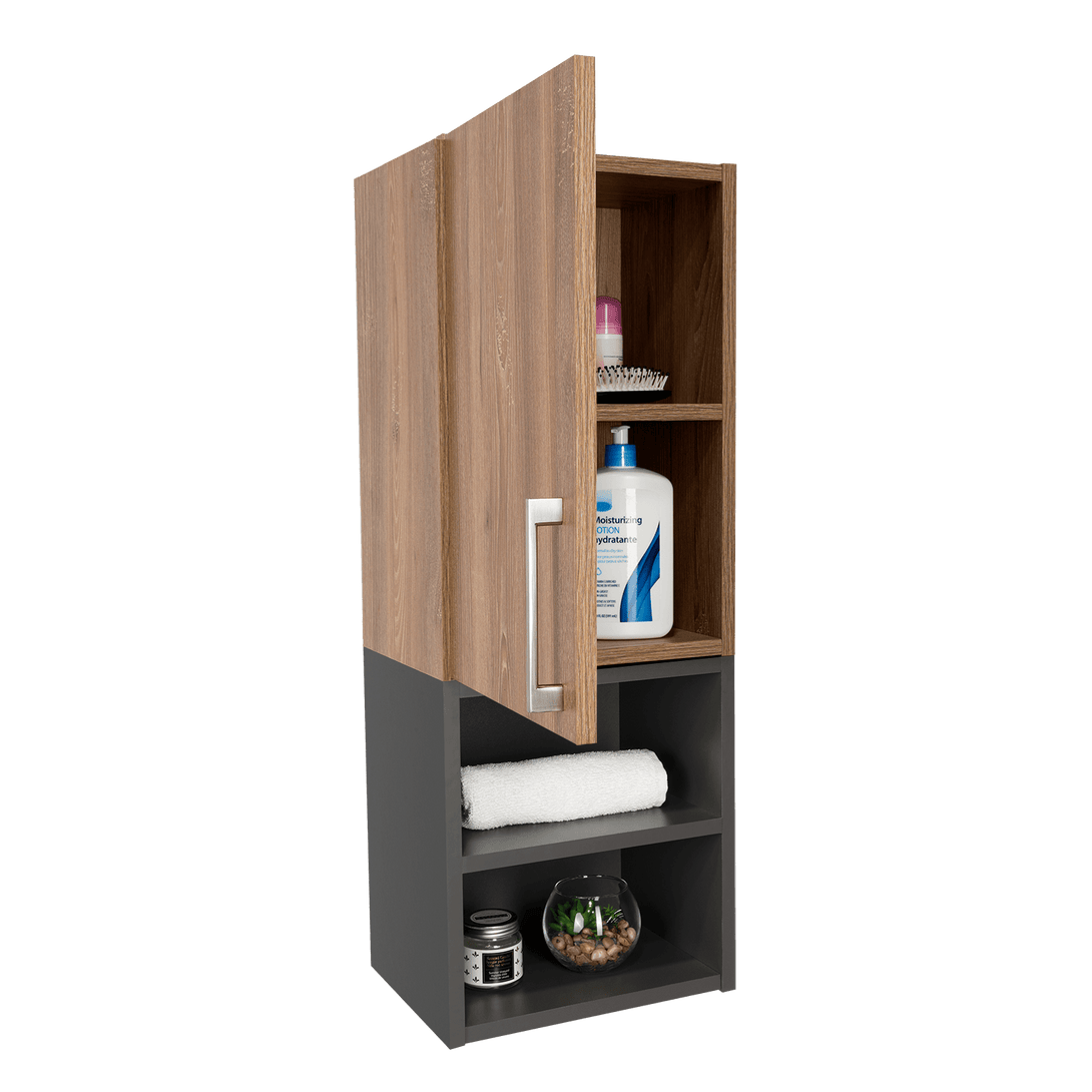 Gabinete de Baño Oporto, Miel y Plata Oscuro, con Espacio Para Guardar Objetos de Aseo Personal - VIRTUAL MUEBLES