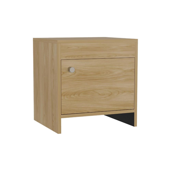 Mesa de Noche Tutto, Fresno Europeo y Wengue, con Cajón Para Guardar Objetos Ideal Para Espacios Reducidos