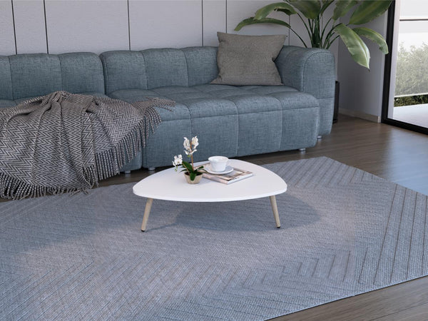 Mesa de Centro Baja Narik, Blanco Duqueza, con bordes ovalados