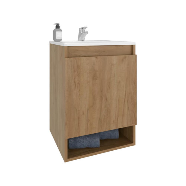 Mueble para Lavamanos Nissi, Fresno Europeo, Incluye Lavamanos Praia 45x45 ZF