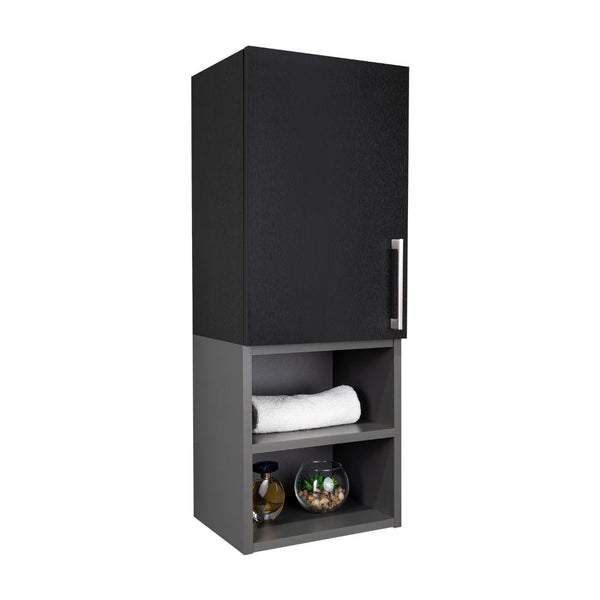 Gabinete de Baño Oporto, Wengue y Plata Oscuro, con espacio para guardar objetos de aseo personal