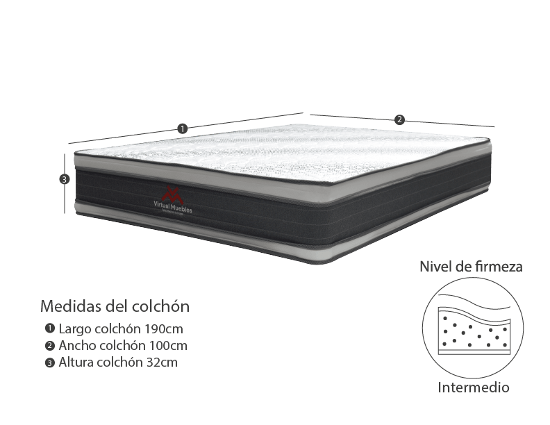 Combo para Habitación Acis, incluye Base Cama sencilla.