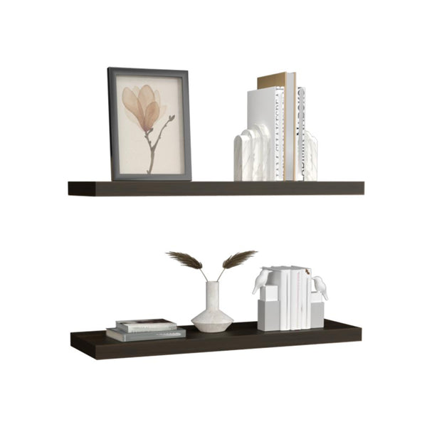 Repisa Flotante Maca X2, Caoba, con espacio para ubicar objetos ZF