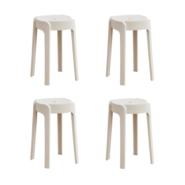 Butaco Apilable Maison, Color Blanco, Diseño Moderno X4