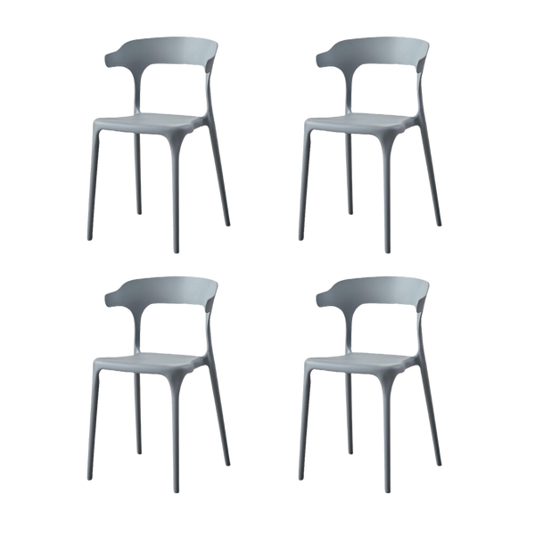 Silla Elena, Color Gris Oscuro, Con espaldar y diseño Moderno X4